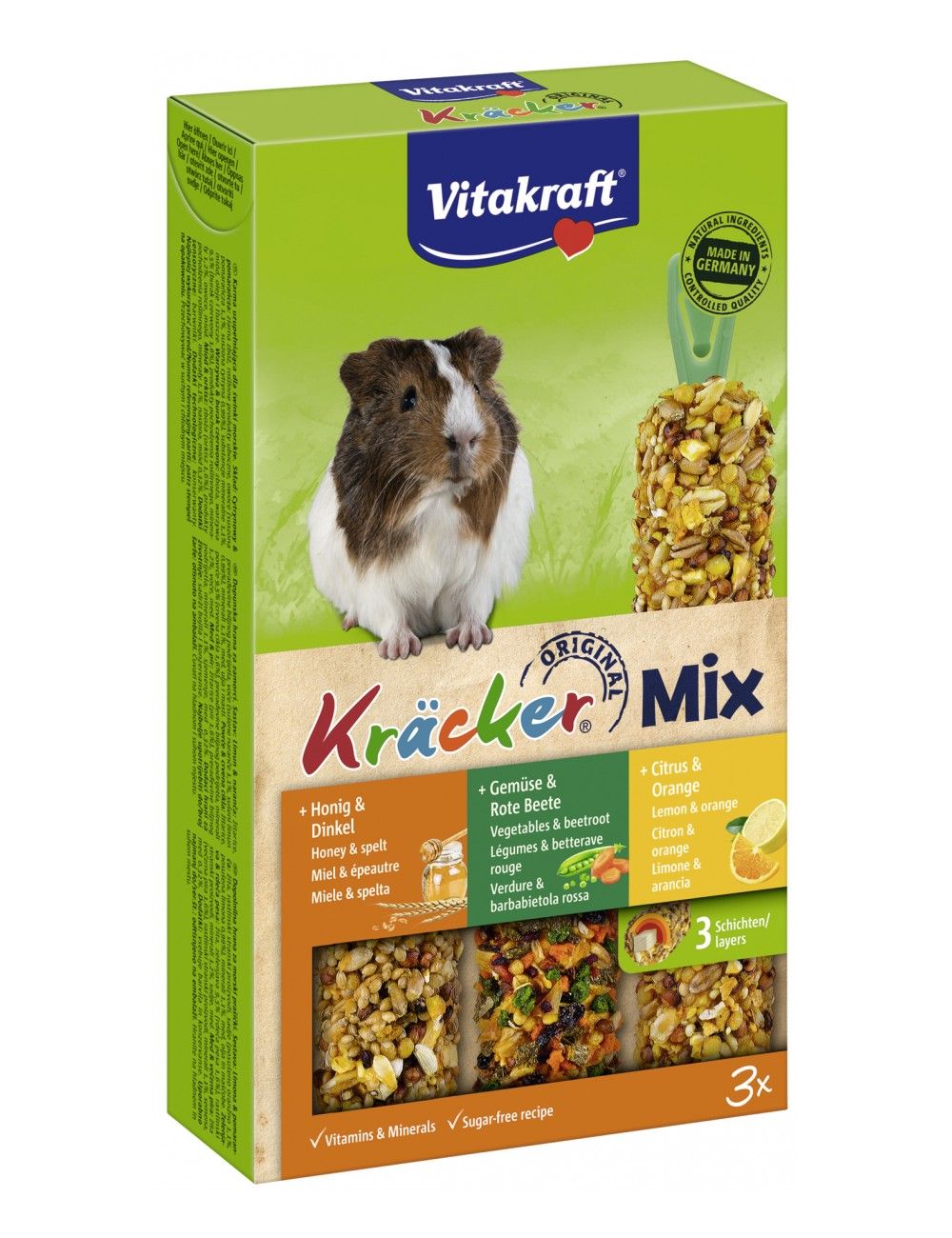 VITAKRAFT - Kräcker Trio-Mix - Miel-Epeautre, Légumes-Betterave Rouge et Citron-Orange