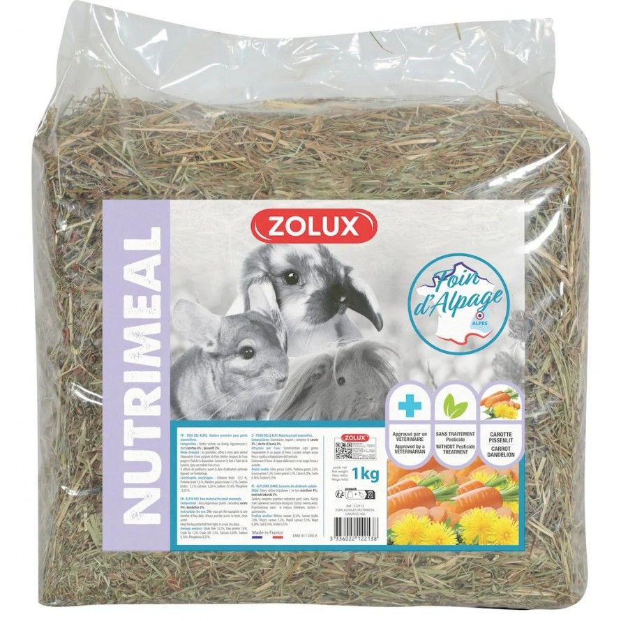 ZOLUX - Heno alpino premium de zanahoria y diente de león