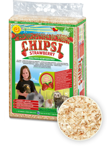 CHIPSI - Erdbeere - Einstreu für Kaninchen und Nagetiere