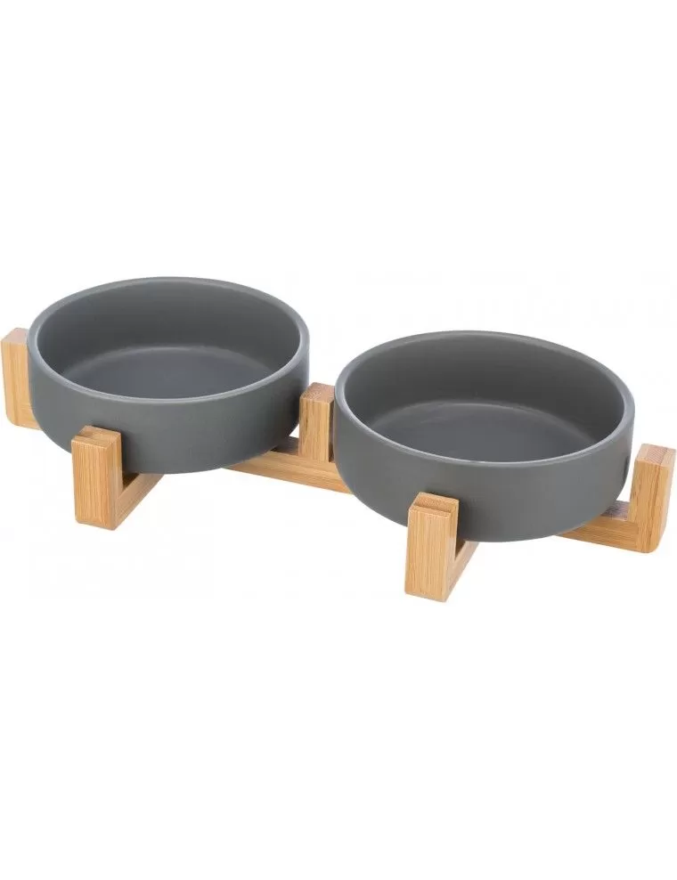 TRIXIE - Double Bowl with Bamboo Support