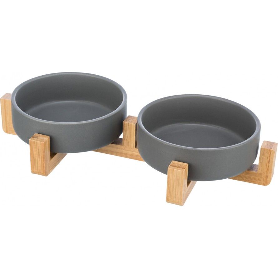 TRIXIE - Double Bowl with Bamboo Support