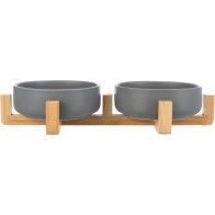 TRIXIE - Double Bowl with Bamboo Support