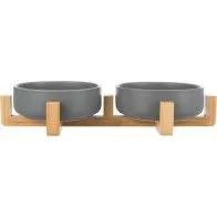 TRIXIE - Double Bowl with Bamboo Support