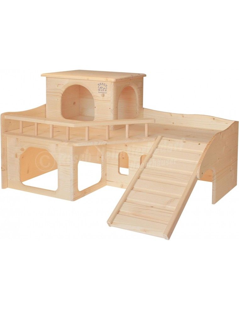 RESCH - Holzschloss für Zwergkaninchen und Meerschweinchen