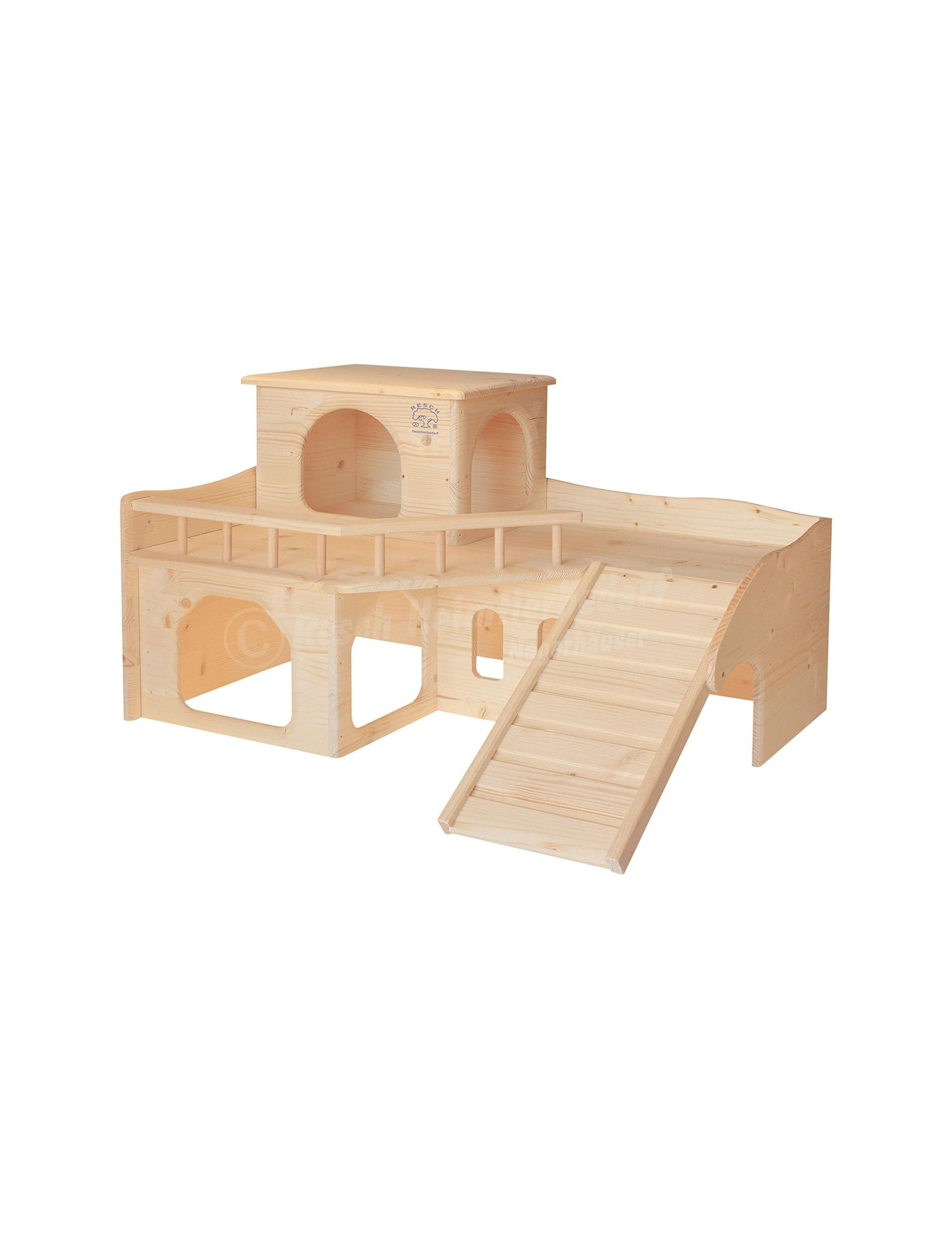 Cabane En Bois Massif Pour Petits Animaux - 28x22x18cm Avec échelle - Pour Hamsters, Cochons D'Inde, Hérissons