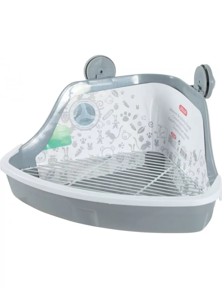 ZOLUX - Gray Corner Litter Box for Rabbits and Rodents