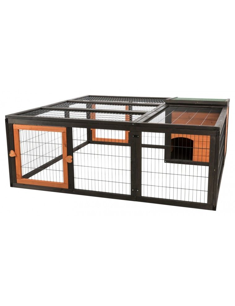 TRIXIE - Holzgehege mit Hundehütte und Abdeckung