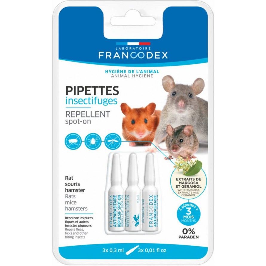 FRANCODEX - Pipetas repelentes de insetos para pequenos roedores