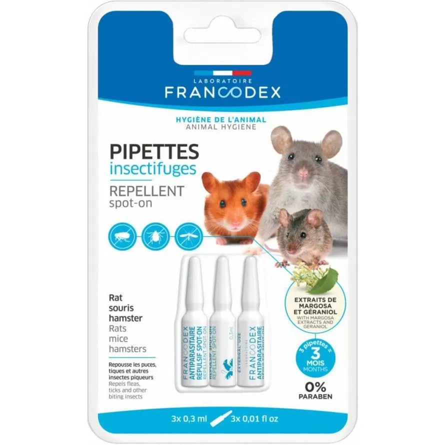 FRANCODEX - Pipette Repellenti per Insetti per Piccoli Roditori FRANCODEX - Pipette Repellenti per Insetti per Piccoli Roditori