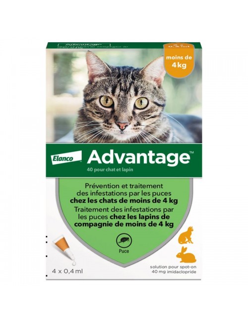 ELANCO - Advantage 40 pour chat et lapin - de 4 kg