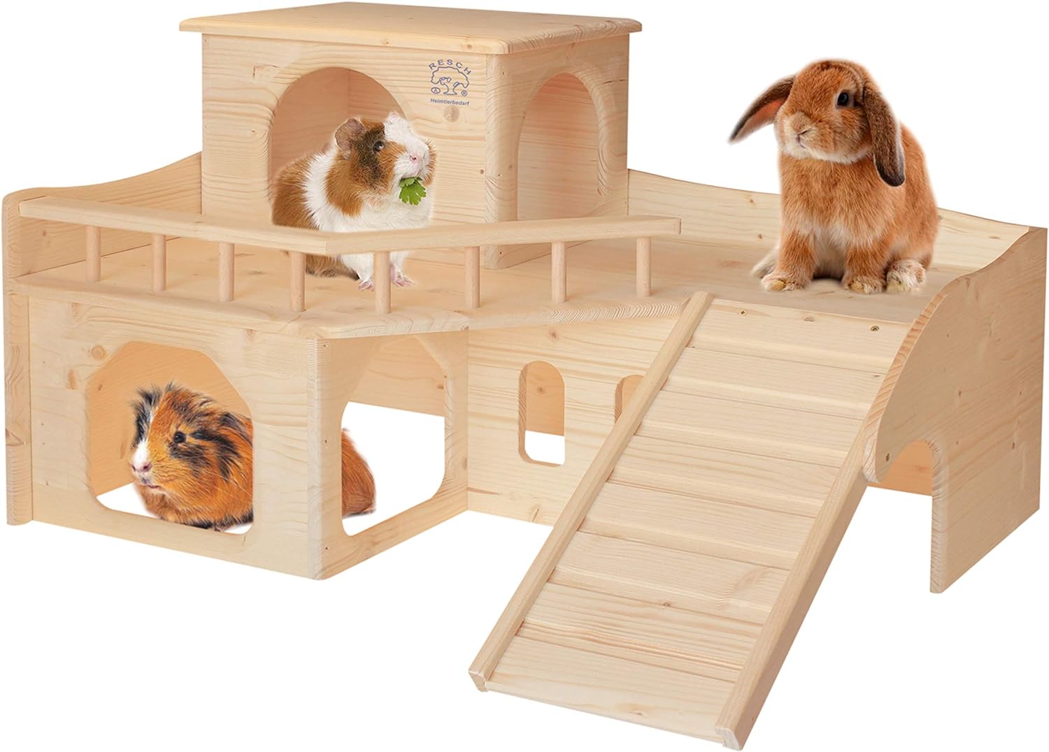 RESCH - Wooden Castle for Dwarf Rabbits and Guinea Pigs